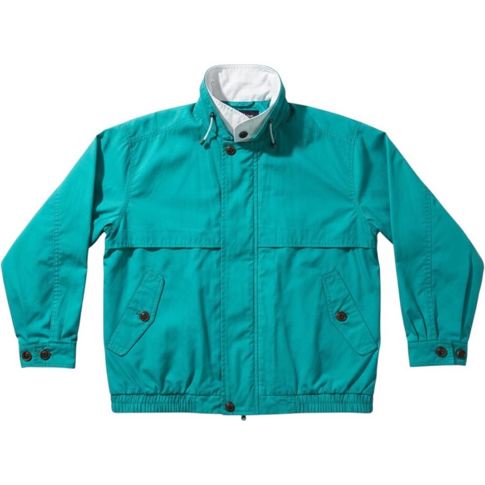 Vintage‎ Teal Green Full Zip Windbreaker Jacket Double Collar Mens Medium